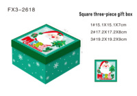 Boîte cadeau carrée de Noël 3 pièces en papier, imprimée de dessins animés, pour emballage de Noël, rangement de bonbons et cadeaux de fêtes