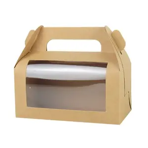 Caixa customizável pequena do bolo com janela impressão comida bolo embalagem papel papelão personalizado cartão tamanho personalizado aceitado