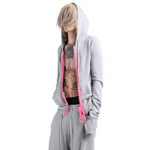 New Vintage Solid Color Letter Pattern Fashion Street Personalized Wholesale Slimming <b>Hoodie</b> Casual <b>Large</b> Zipper - Product Image 3