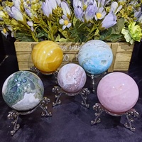 Esfera de Cuarzo Rosa y Ágata Musgosa de Materiales Naturales para Decoración Feng Shui, Venta al Por Mayor
