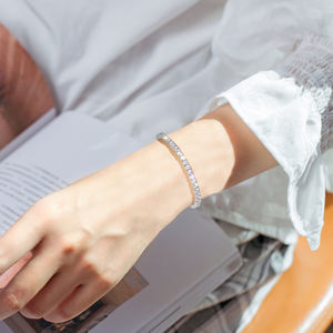 Pulsera de Tenis Brillante para Mujer Hombre Regalos de Boda 3mm 4mm Circonita Cúbica Chapada en Oro Blanco/Oro Amarillo de 14K Pulsera CZ Iced Out - Product Image 2