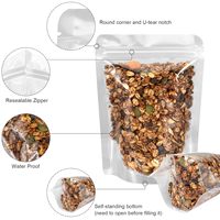 Sachets Doypack transparents refermables de qualité alimentaire, à fermeture éclair, de taille et d'épaisseur personnalisables, pour aliments pour animaux de compagnie et chewing-gum