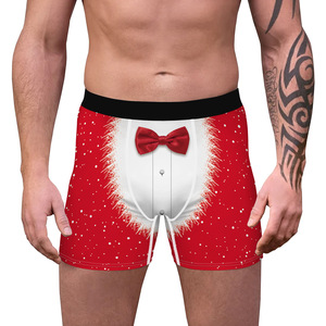 Joyeux Noël Imprimé Taille Moyenne Respirant Hommes Longs Boxers Hommes Noël Confortable Grande Taille Boxers - Product Image 5