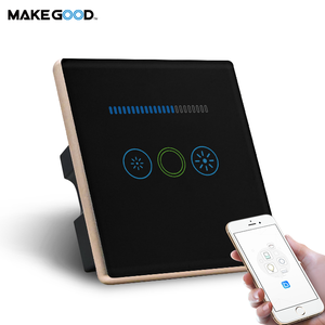 MakeGood-Marco de metal plateado estándar del Reino Unido, panel de vidrio con sentido táctil, interruptor de atenuación WIFI, compatible con Alexa, Google <span class=keywords><strong>Home</strong></span> - Product Image 4