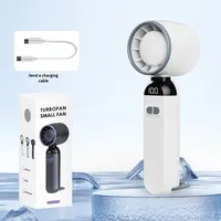 Ventilateur portable compact à turbine, rechargeable par USB, pliable, électrique, avec lumière et son, pour usage domestique et de bureau