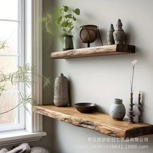 Solid wood single-panel <b>shelf</b>, <b>wall</b>-<b>mounted</b> bookshelf, solid wood <b>shelf</b>, <b>wall</b> hanging rack, original wood tiers - Product Image 3