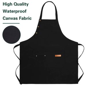 Tabliers de cuisine en toile imperméable avec logo personnalisé, grandes poches et sangles réglables pour femmes et hommes, tablier de chef pour la pâtisserie - Product Image 6