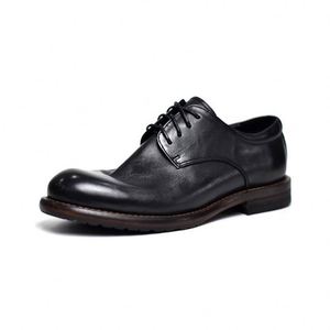 Chaussures pour hommes, fabriquées à la main, à semelle Goodyear, décontractées, rétro, lavées à l'eau, à semelle en caoutchouc, confortables, pour le travail, augmentant la taille - Product Image 2