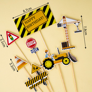 Grue gâteau décoration pelle bulldozer ingénierie voiture enfants anniversaire dessert <span class=keywords><strong>table</strong></span> décoration gâteau toppers - Product Image 3