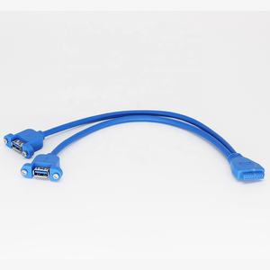 Cable de Extensión <span class=keywords><strong>USB</strong></span> para Placa Base de Computadora, IDE de <span class=keywords><strong>19</strong></span>/20 Pines a Doble <span class=keywords><strong>USB</strong></span> <span class=keywords><strong>3.0</strong></span> Hembra, Montaje en Panel - Product Image 4
