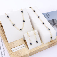 CM Conjuntos de Joyería de Ojo Turco Chapados en Oro de 14K, Pulsera, Pendientes y Collar para Mujer