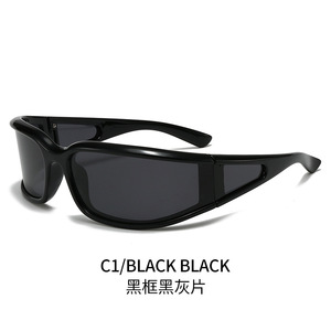 Y2K femmes à la mode blanc lunettes <span class=keywords><strong>de</strong></span> <span class=keywords><strong>soleil</strong></span> polarisées lunettes <span class=keywords><strong>de</strong></span> sport <span class=keywords><strong>de</strong></span> plein air Punk incurvé Anti-UV lunettes <span class=keywords><strong>de</strong></span> cyclisme <span class=keywords><strong>Ski</strong></span> transfrontalier PC Tac - Product Image 6