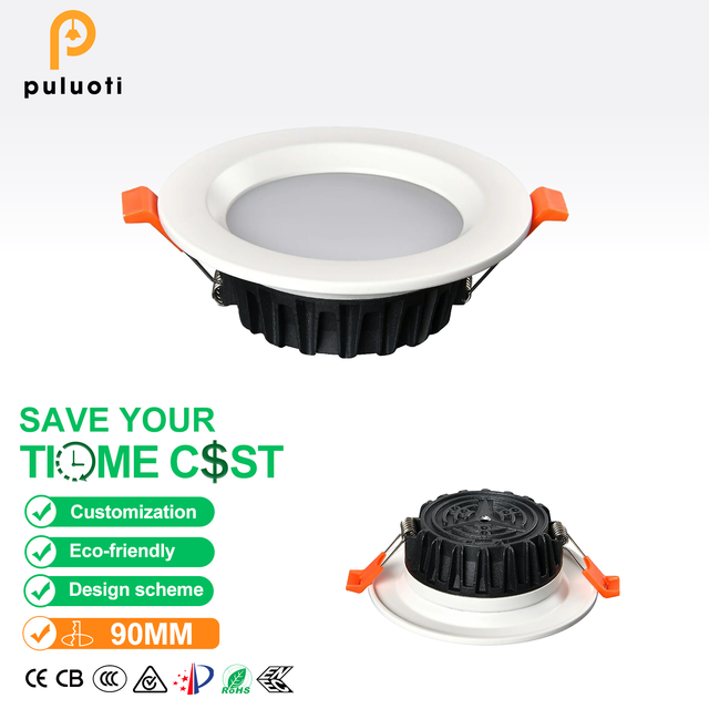PULUOTI Premium Recessed Full-spectrum LED Aluminum Downlights 90mm Cut Ultra-thin Profiles Modern Indoor Use High CRI Durable