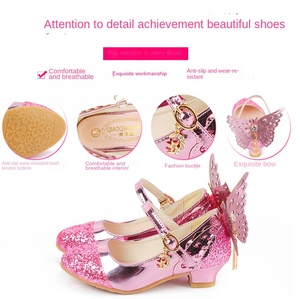 Mùa thu phong cách phương Tây công chúa bơm cho cô gái mềm đế Internet Giày da đỏ 45 trẻ em aisha pha lê cao gót - Product Image 4