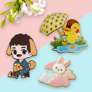 Nhà Sản Xuất Thiết Kế Riêng của Bạn Phim Hoạt Hình Thỏ Trâm Mạ Vàng Men Lưu Niệm Kim Loại Huy Hiệu Tùy Chỉnh Ve Áo Pin - Product Image 1