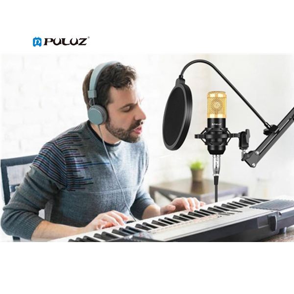 Professional Full Set Studio Microphone with Sound Card Adjustable Scissor Arm Recording Condenser Wired Microphone