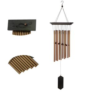 Manufacturer Wood Double Row Rustproof Aluminum Metal Garden Patio Bronze Wooden Wind Chimes