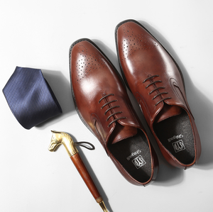 Zapatos de Vestir de Cuero Genuino con Punta en Pico, Hechos a Medida, para Hombre, Transpirables, Venta al Por Mayor - Product Image 1