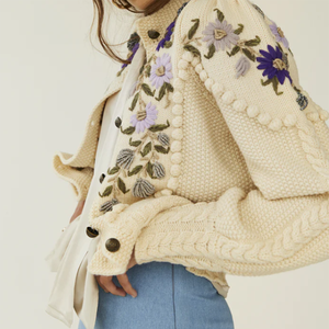 Großhandel Custom Hands Crochet Strick oberteile Damen pullover <span class=keywords><strong>Fancy</strong></span> Crop Cardigans Pullover Jacquard Stickerei Strick pullover Damen - Product Image 2