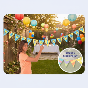 4.5M Double Sided Print Cartoon Triangle Plastic Decor Birthday Celebration Happy Birthday Party Banner - Product Image 5