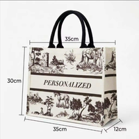 Sac fourre-tout en coton structuré personnalisé avec imprimé vintage et bouton-pression, idéal pour les événements d'entreprise (OEM/ODM)
