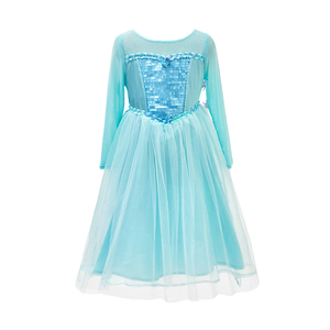 <span class=keywords><strong>Vestito</strong></span> da Principessa <span class=keywords><strong>Elsa</strong></span> in Cotone a Maniche Lunghe per Bambine con Mantellina a Fiocchi di Neve con Paillettes per Halloween, Natale, Feste e Film TV - Product Image 2