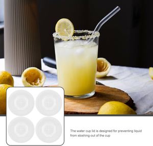 2026 Compact Silicone <b>Cup</b> Lids with <b>Straw</b> Hole for Coffee Mugs & Wine Glasses Soft Cover Transparent - Product Image 2
