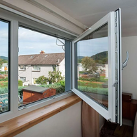 Sistema insonorizado personalizado Marco estrecho UPVC Ventana abatible Ventanas de vidrio doble Ventana abatible de huracán