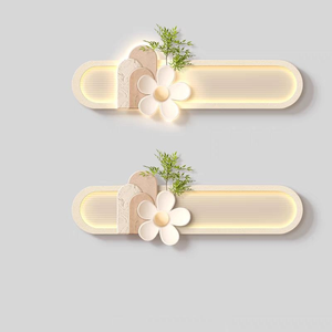 Quadro LED 3D Moderno ed Elegante con Piante Verdi e Fiori, Design Artistico da Parete in Arenaria, Decorazione per la Casa - Product Image 4