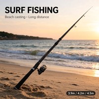 Vente flash - Canne à pêche de surf en carbone haute résistance en 3 parties, 3,9-4,5 m, extra lourde, pour la pêche en mer longue distance