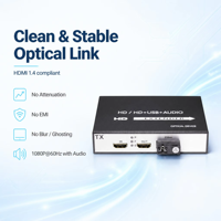 Extenseur HDMI sur fibre optique avec sortie en boucle, monomode, monofibre SC, 20 km, 1080p, émetteur-récepteur HDMI sur fibre pour CCTV