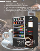 Distributeur automatique réfrigéré JW à grande capacité pour nouilles ramen instantanées, thé au lait boba, snacks et boissons, avec eau chaude, à vendre