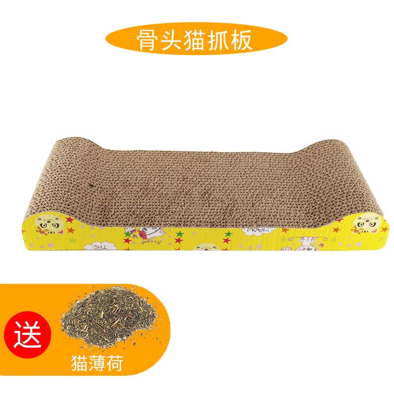 Tabla rascadora para gatos con forma de hueso.