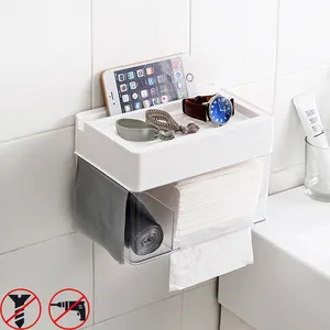 Hot Bán Nhựa ABS Không Có Dấu Vết Dán Chủ Tissue Box Chất Lượng Cao Hộp Giấy Hộp Giấy Nhựa Taizhou Treo Mô Hộp