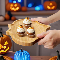 Plateaux de service en bambou écologiques pour Halloween : Citrouille, Fantôme, Crâne, Toile d'araignée, Chauve-souris – Plats de fromages et planches à apéritifs modernes et luxueux