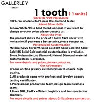 Gallerley Design personnalisé Offre Spéciale or rose bijoux fins plaqué or S925 argent glacé Hip Hop VVS Moissanite Grillz