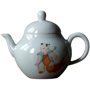 Guanlan Hand-Painted Porcelain Teapot Round With Lid Small Pear Shape For Kung Fu <b>Tea</b> <b>Set</b> Afternoon <b>Tea</b> Use - Product Image 5