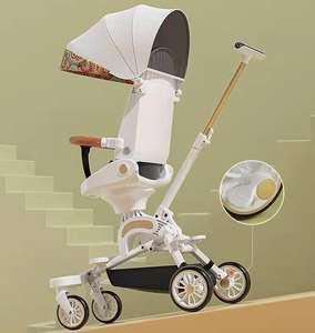 2022 Factory Wholesale New Popular High Landscape Four Wheel Easy Folding Baby <strong>Pram</strong> With Canopy - Product Image 3