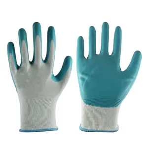 13 gauge polyester nylon gummi beschichtete sicherheit handschuhen schwarz arbeit nitrilhandschuhe für arbeit