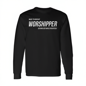 Maglietta a maniche lunghe per i credenti, realizzata per l'adorazione e per servire Dio con tutto il cuore - Product Image 2