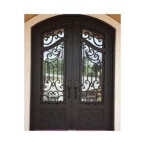 <span class=keywords><strong>Porte</strong></span> double moderne en acier et verre pour usage résidentiel et commercial, conception coupe-vent avec construction en aluminium et verre - Product Image 6
