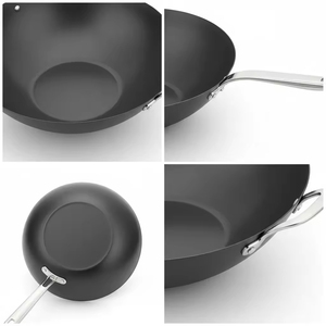 Factory Exclusive Design Seasoned Carbon Steel 14-Inch/35 cm <strong>Wok</strong> Pan Naturally <strong>Non</strong> <strong>Stick</strong> Pans Skillets Induction Compatible - Product Image 4