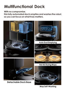 <span class=keywords><strong>Robot</strong></span> aspirador y fregona T7Pro, ultrafino, 15.000 Pa, succión, limpieza de bordes verdaderos, evitación de obstáculos 3D, fregona automática, lavado en seco, autovaciado - Product Image 4