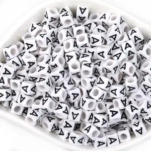 New Square Acrylic beads initial letter bead Alphabet A-Z for jewelry making bulk DIY mixed colors 6x6mm 1517509