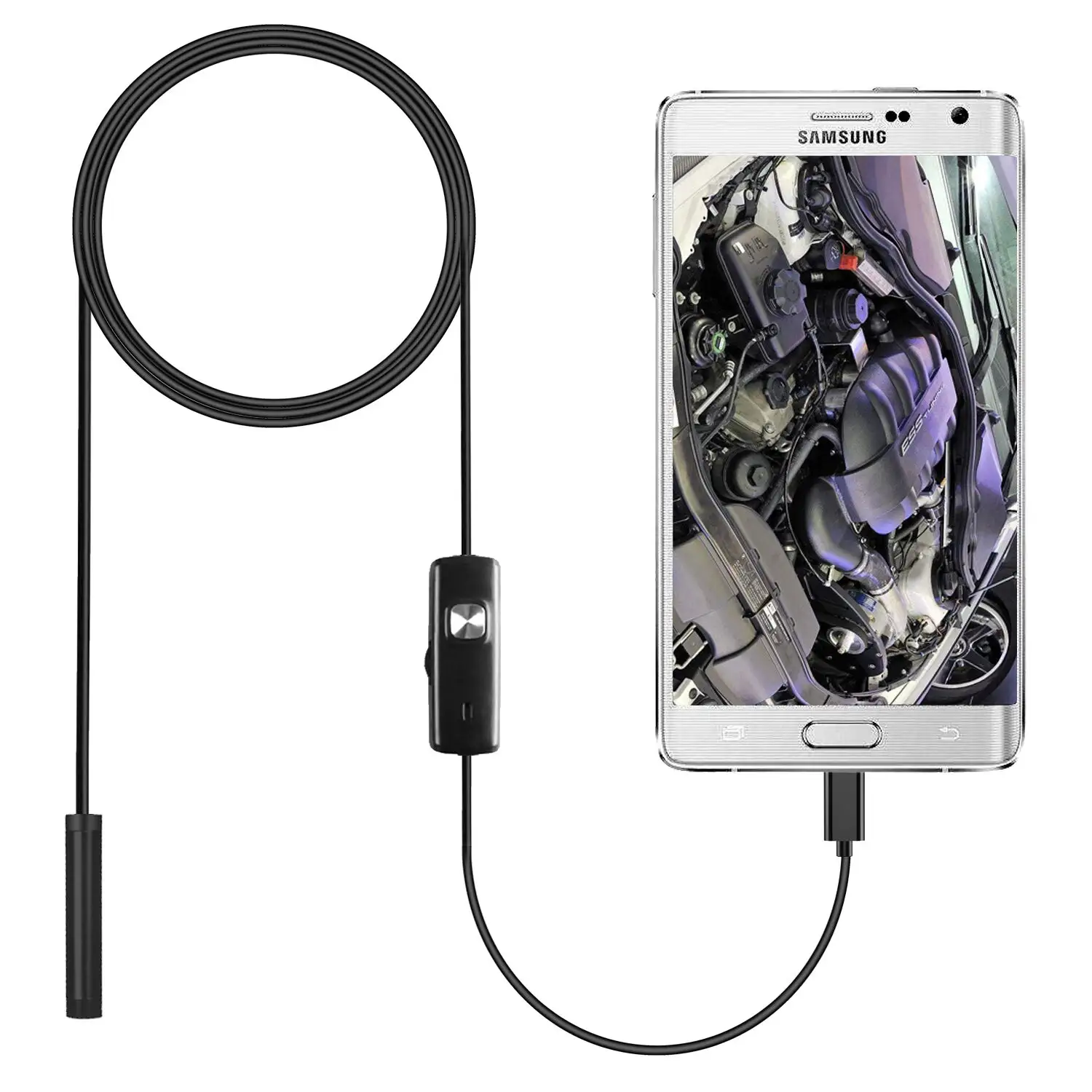 Endoscopio con USB para teléfono Android y PC, lente de 7mm, 1m, cable suave, cámara de inspección, luz Led, impermeable