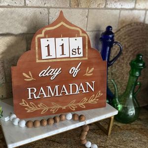 Calendrier de l'Avent en bois du fabricant pour décorations du Ramadan, calendrier de compte à rebours pour le festival musulman, EID Mubarak, livraison directe - Product Image 3