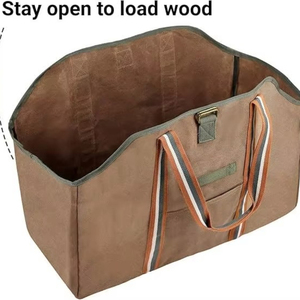 Free Sample Custom Factory Price for Manufacturers Exceptionally large, long-lasting, <b>waxed</b> <b>canvas</b> firewood log carrier bag - Product Image 3