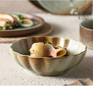 Services de table vintage en céramique bleue au réglage de four, plats de service, assiettes de présentation, assiettes à dîner en porcelaine pour restaurants haut de gamme - Product Image 4