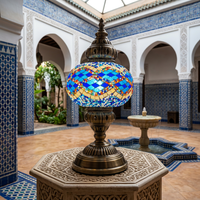 Lampe de table en verre mosaïque turque Evershining, lampe de table LED décorative pour la maison, lanterne marocaine YMA602-17