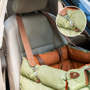 Transportín de Viaje de Lujo <span class=keywords><strong>para</strong></span> Mascotas, Cama Elevada <span class=keywords><strong>para</strong></span> <span class=keywords><strong>Perros</strong></span> <span class=keywords><strong>en</strong></span> el Asiento Trasero del Coche, de Piel Sintética de Lujo, Impermeable, con Cojín Suave y Cuerda de Seguridad - Product Image 4